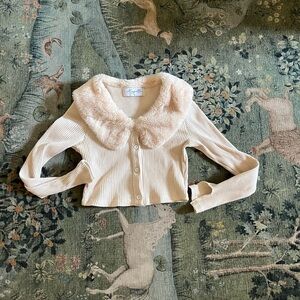 Marquette faux fur collar cardigan